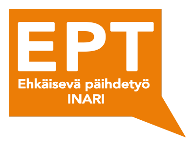 Puhekuplan muotoinen logo, jossa lukee ehkäisevä päihdetyö Inari