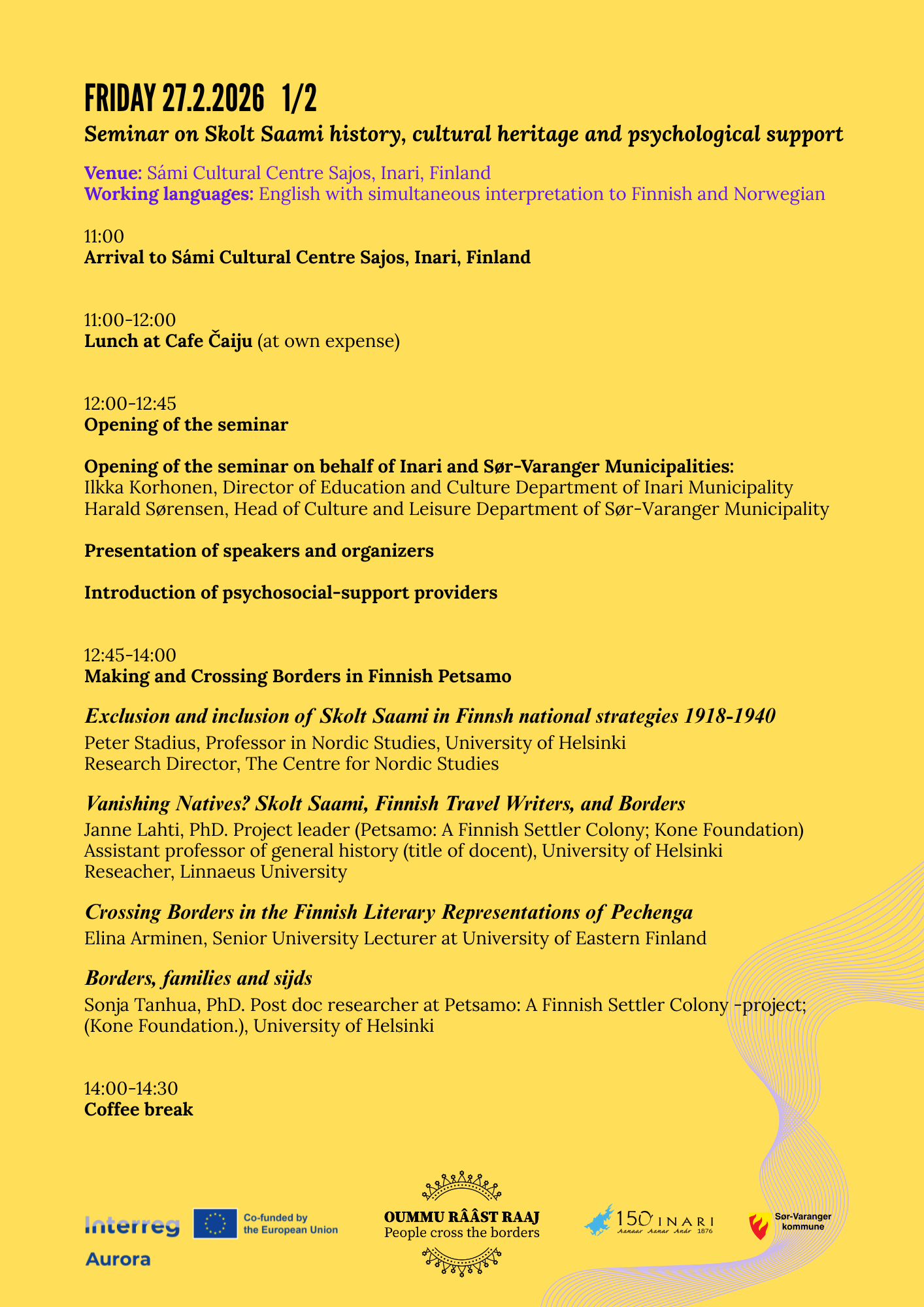 Seminaarin ohjelma 1 Seminaarin ohjelma, perjantai 27.2.2026 1/2