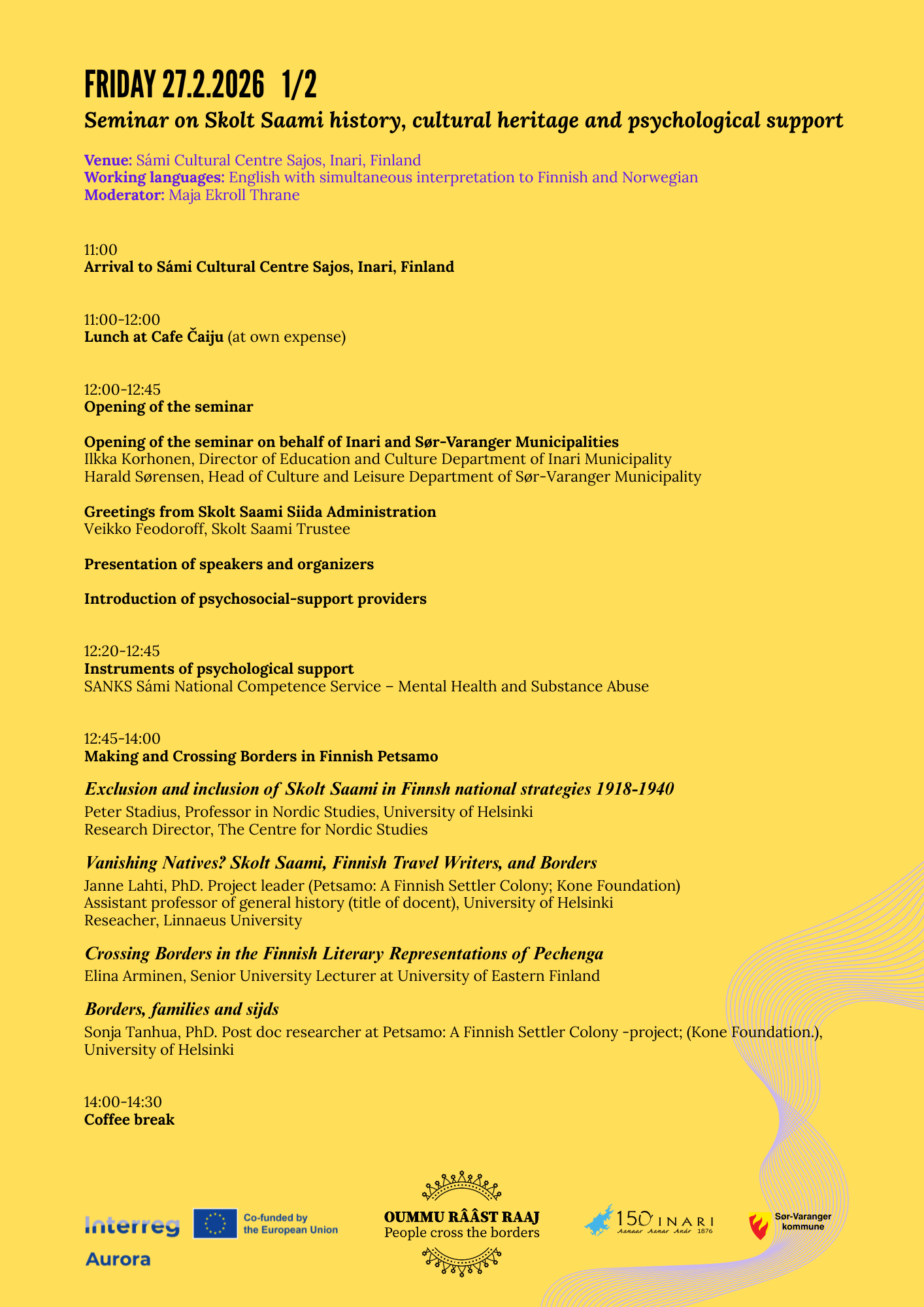 History seminar program Friday 1/2