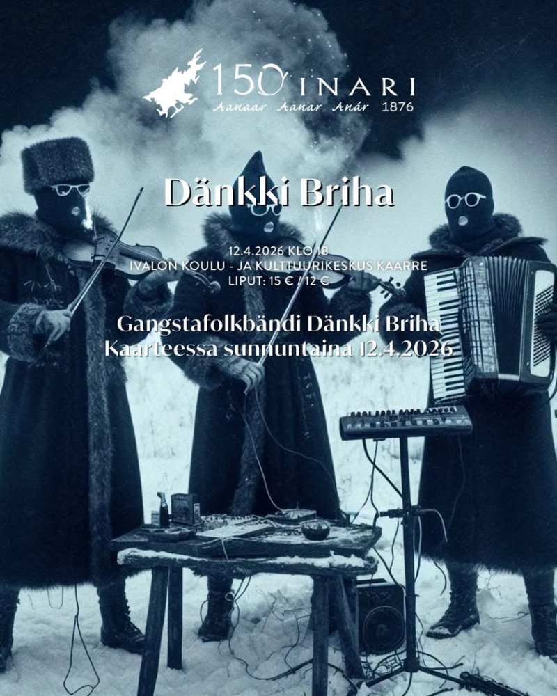 Gangstafolkbändi Dänkki Briha Ivalon koulu- ja kulttuurikeskus Kaarteessa sunnuntaina 12.4. klo 18.00! 🎶 Dänkki Briha o...
