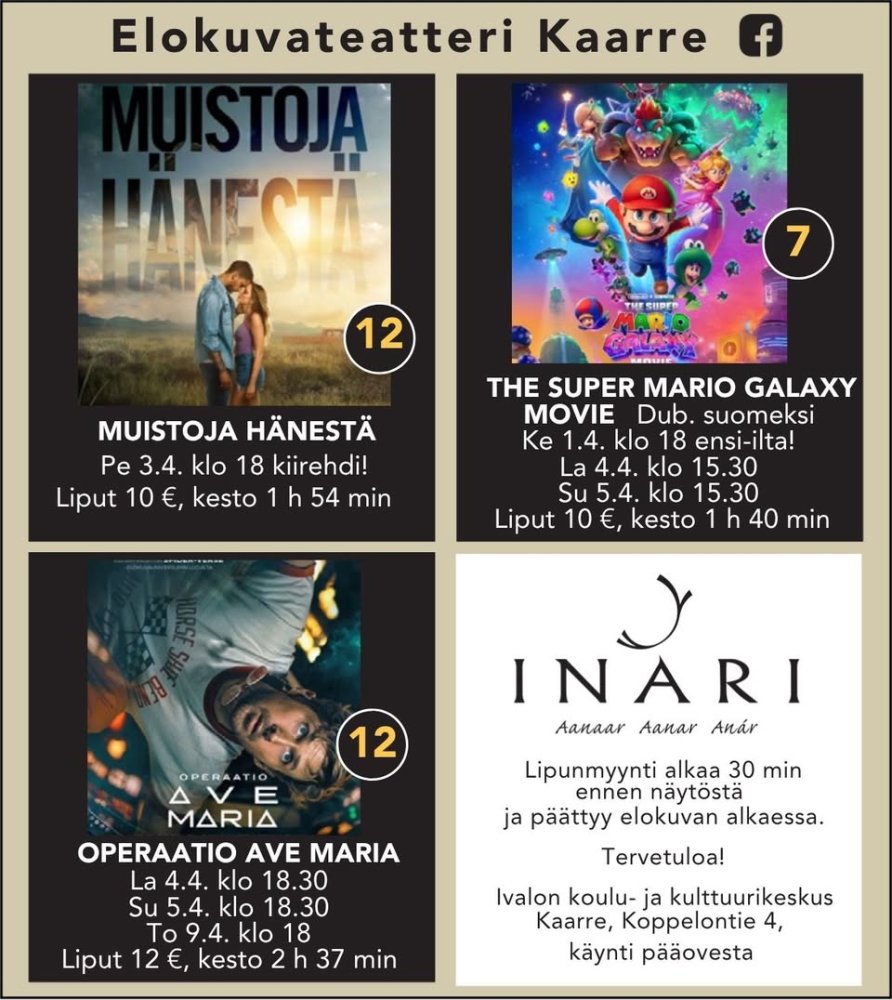 Ivalon Elokuvateatteri Kaarre esittää! MUISTOJA HÄNESTÄ Pe 3.4. klo 18 Ikäraja K12, liput 10 €, kesto 1 h 54 min THE SUP...