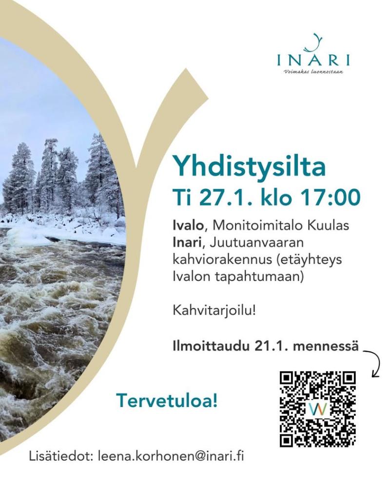 Inarin kunnan yhdistysilta ti 27.1. klo 17:00-18:30. Ilmoittaudu 21.1. mennessä! Paikat: Ivalo, Monitoimitalo Kuulas In...