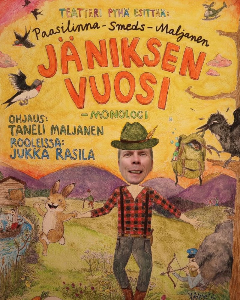 Jukka Rasilan esittämä Jäniksen vuosi -monologi Ivalon koulu- ja kulttuurikeskus Kaarteessa tulevana keskiviikkona 2.9....