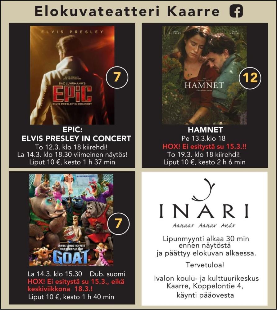 Ivalon elokuvateatteri Kaarre esittää! HOX! Sunnuntain ja keskiviikon elokuvat Kaarteessa peruttu tapahtumajärjestelyide...