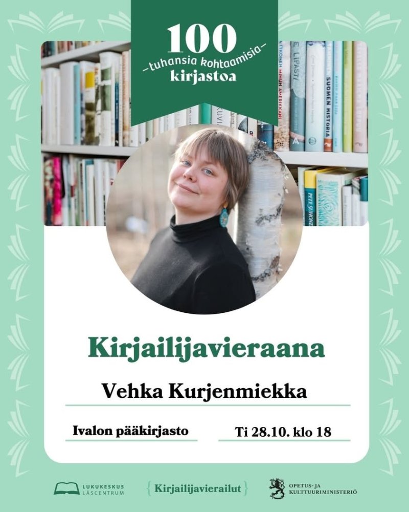 Vuoden suurin kirjailijakiertue saapuu tänään tiistaina 28.10. klo 18 Ivalon pääkirjastoon! Saamme kirjailijavieraaksi u...