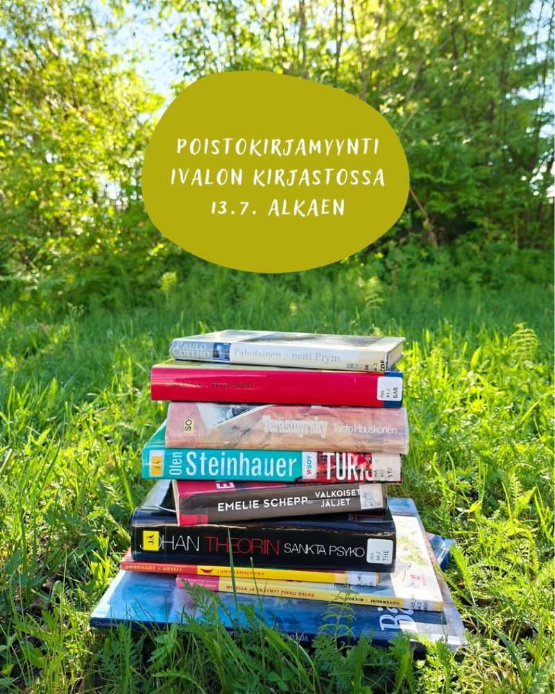 Ivalon pääkirjaston perinteinen poistokirjamyynti tulee jälleen! 📚 Poistokirjamyynti alkaa maanantaina 13.7.2026 klo 10...