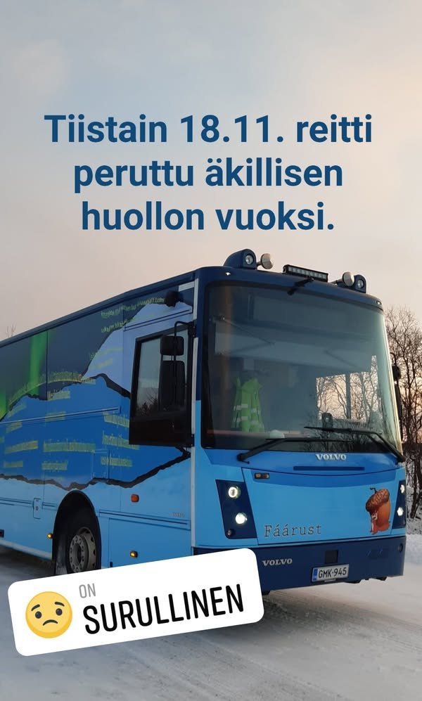 Huomiothan! Huomisen tiistain kirjastoauton reitti 18.11. joudutaan valitettavasti perumaan teknisten ongelmien vuoksi....