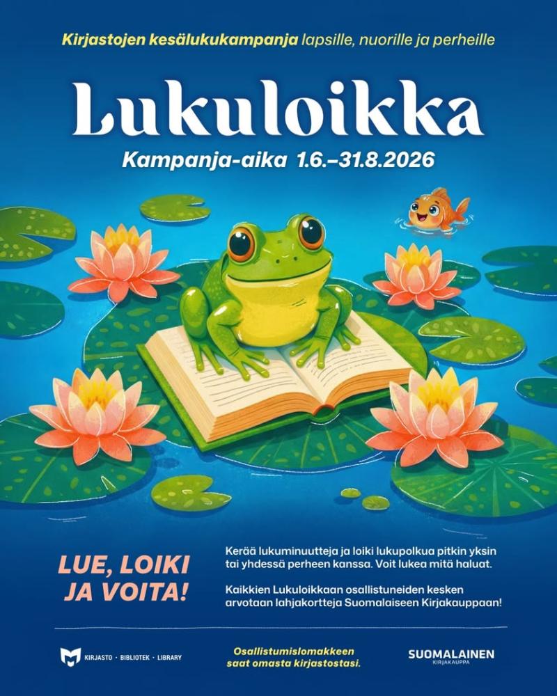 Lähde mukaan lukuloikkaan! Lukuloikka on lapsille, nuorille ja perheille suunnattu kirjastojen kesälukukampanja 1.6.–31...