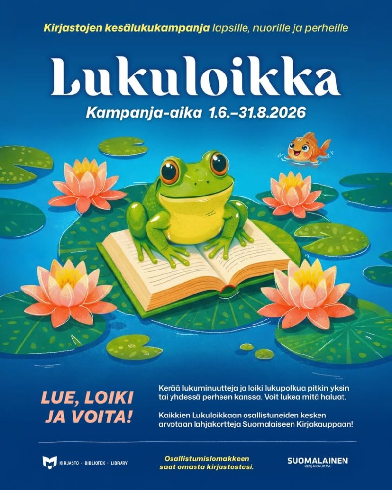 Lähde mukaan lukuloikkaan! Lukuloikka on lapsille, nuorille ja perheille suunnattu kirjastojen kesälukukampanja 1.6.–31...