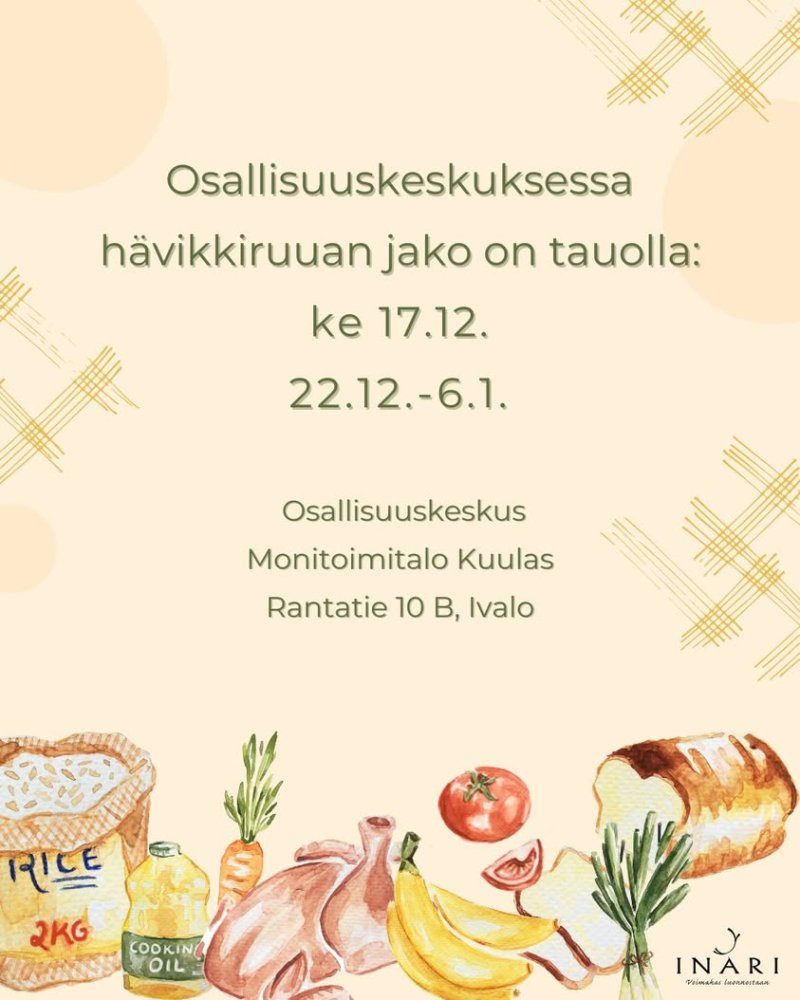 Osallisuuskeskuksessa hävikkiruuan jako on tauolla...