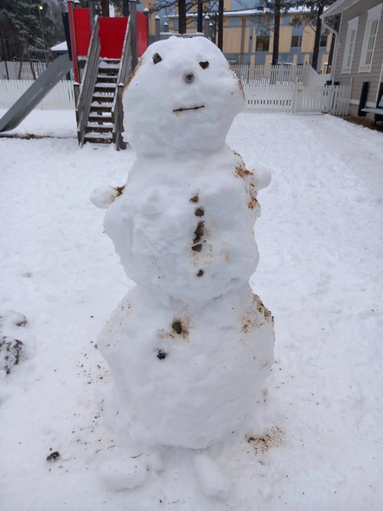 Ensilumi satoi tällä viikolla. Lapset olivat innoi...