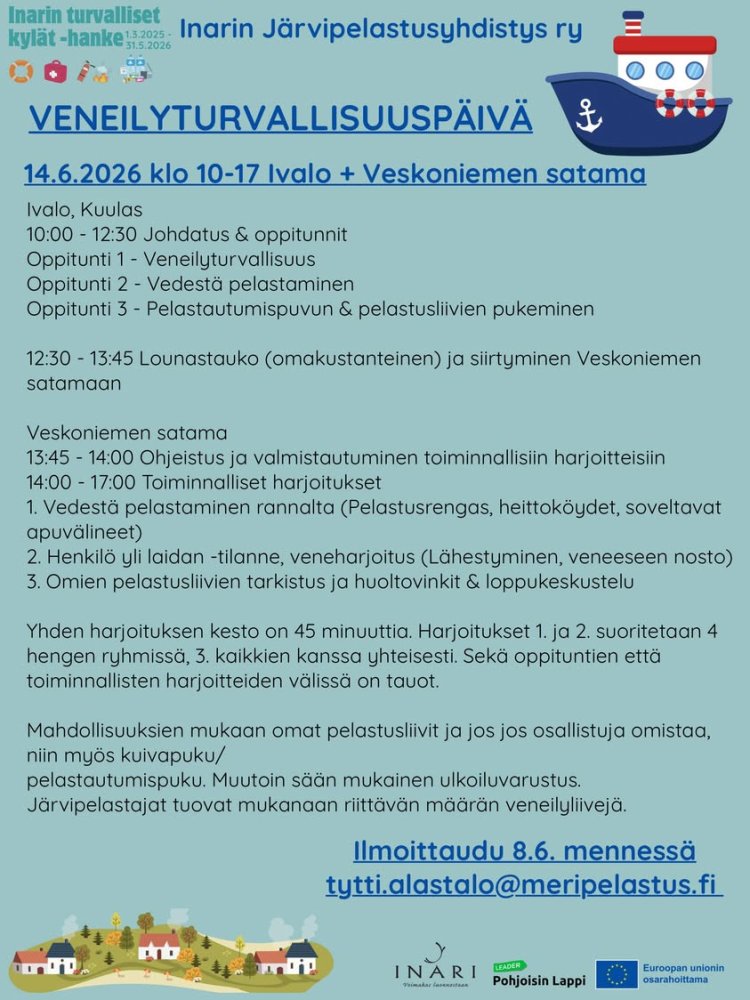 Inarin turvalliset kylät -hanke järjestää Veneilyt...