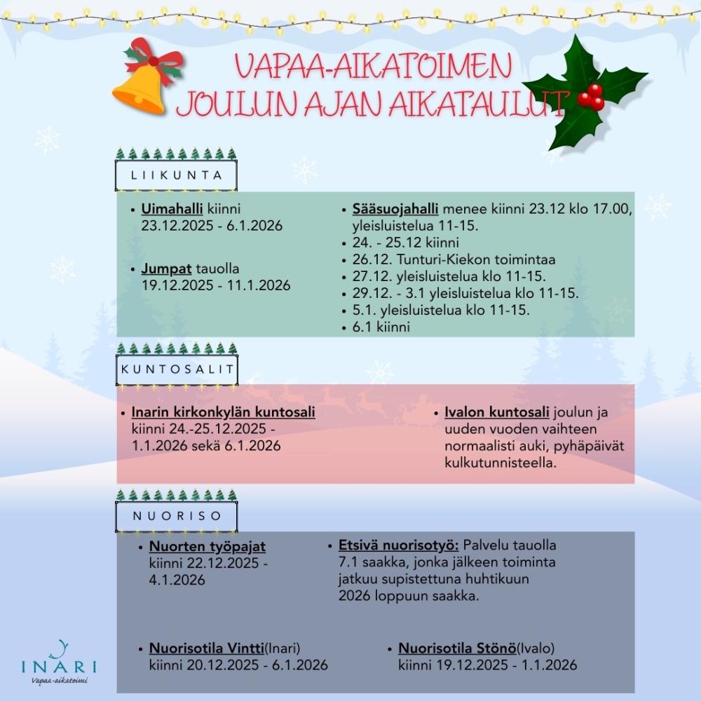Vapaa-aikatoimen joulun aika ja uusi vuosi. 🎅🏻🧑🏻 🎄