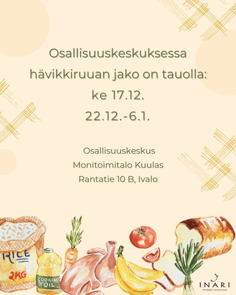 Osallisuuskeskuksessa hävikkiruuan jako on tauolla...