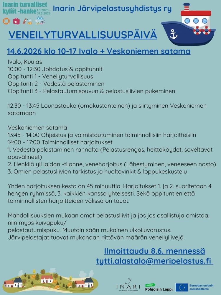 Inarin turvalliset kylät -hanke järjestää Veneilyt...