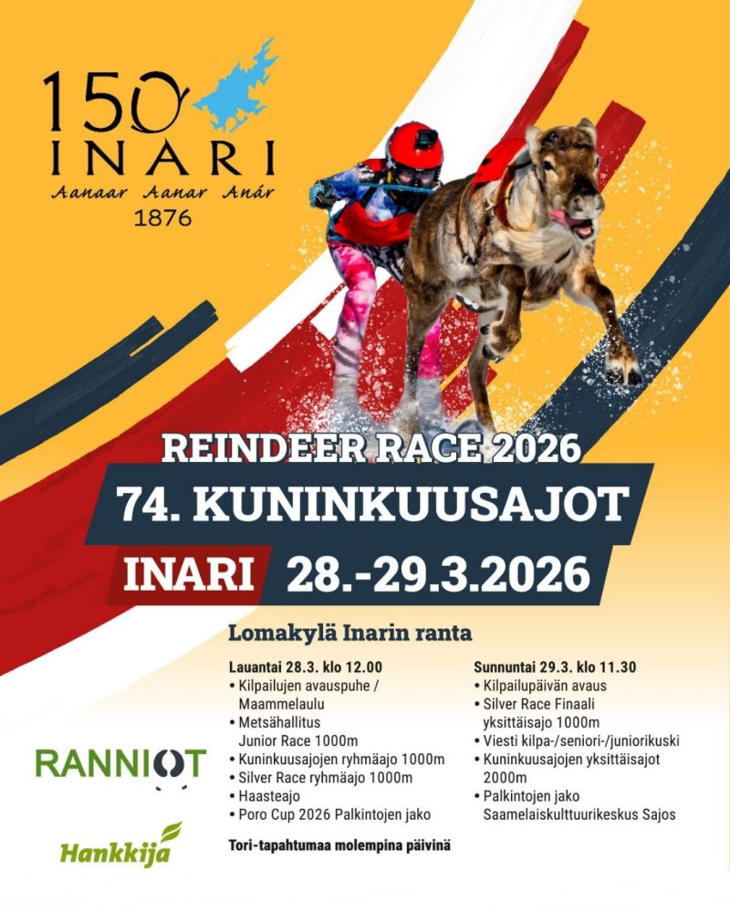 Jo 74. kerran järjestettävät porokuninkuusajot Ina...