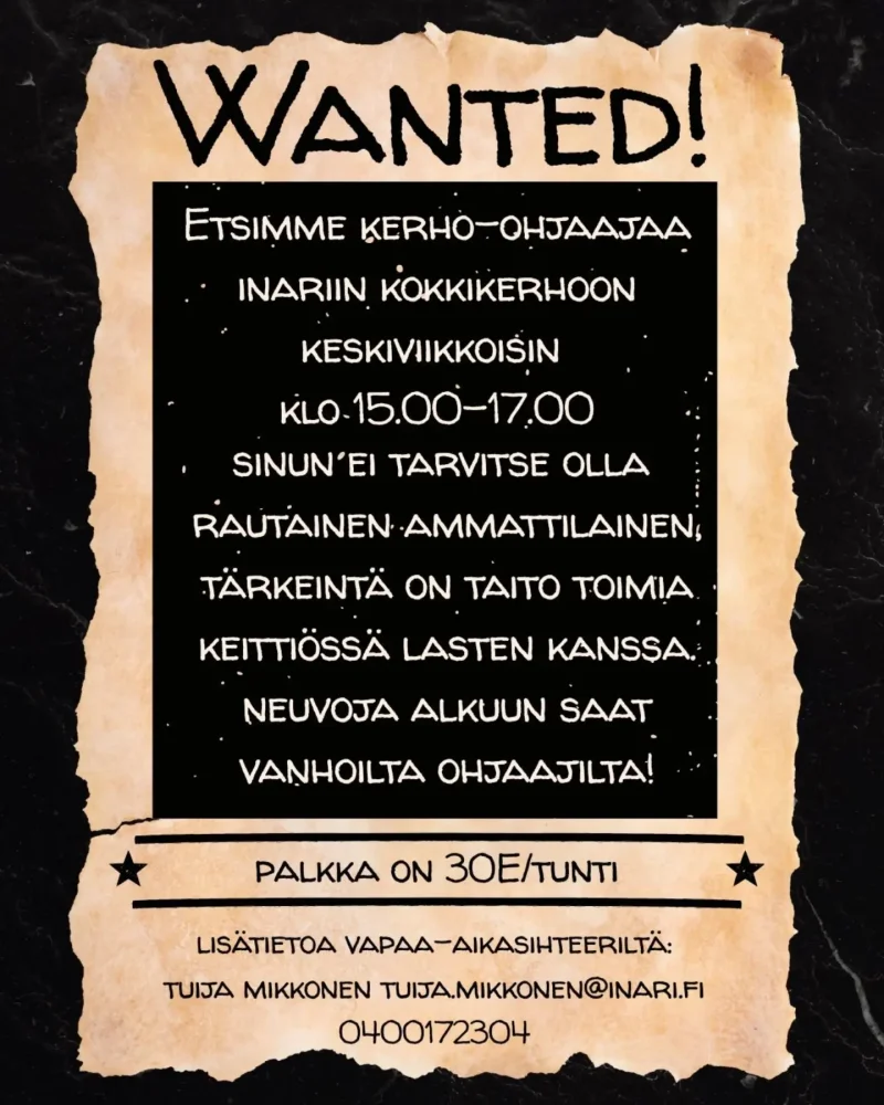Olisitko sinä etsimämme ohjaaja, tai tunnetko jonk...