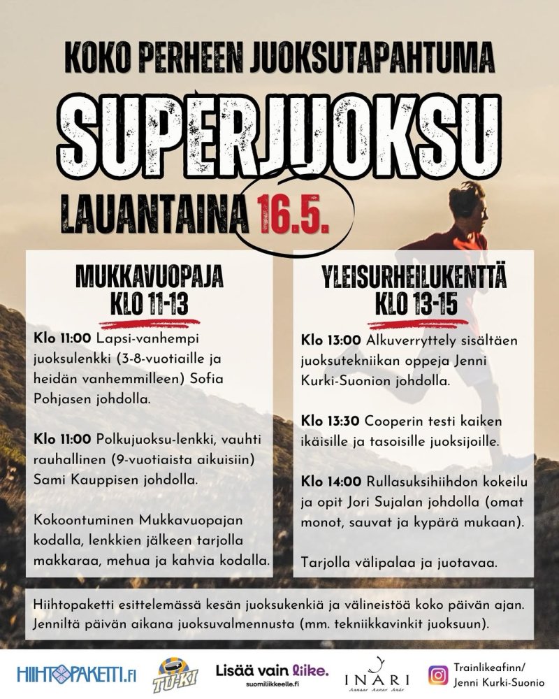Kansallisen juoksupäivän kunniaksi lauantaina 16.5...