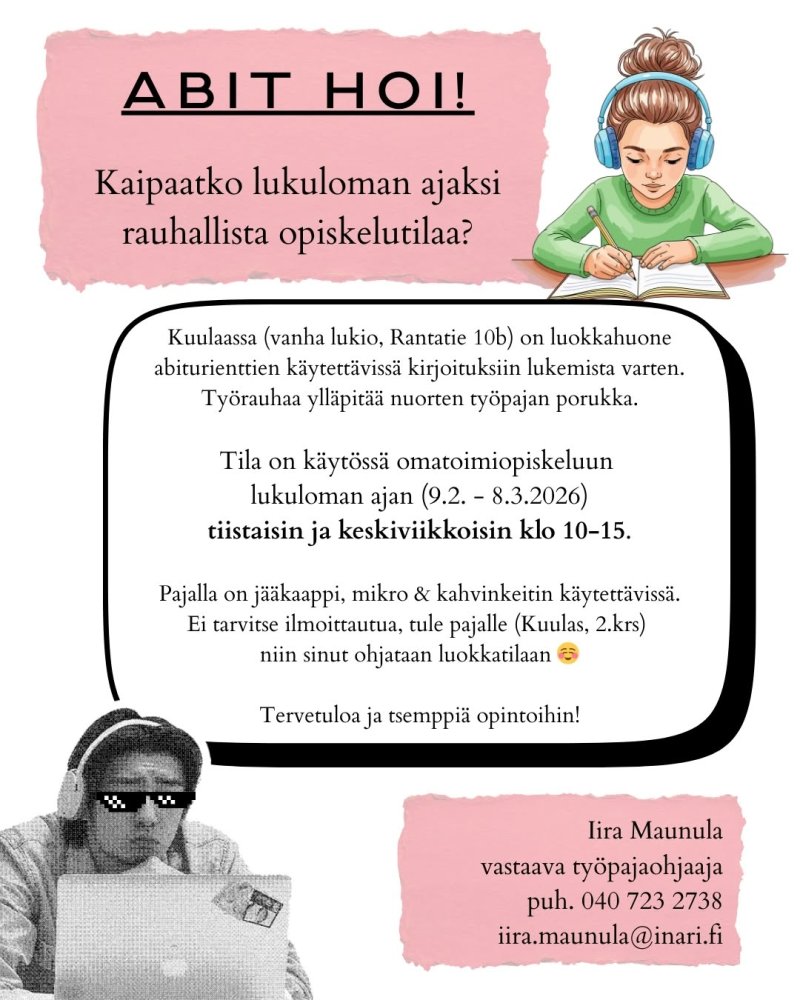 ABIT! Tänään teillä on muutakin puuhaa - nauttikaa...