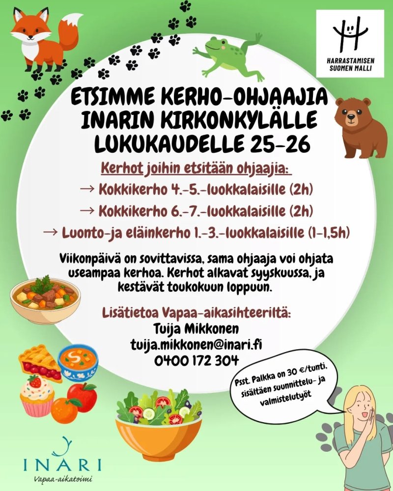 Etsimme kerho-ohjaajia Inarin kirkonkylän lasten- ...