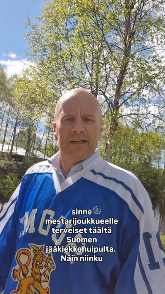 Janne Tervahauta lähettää onnittelut Suomen jääkie...