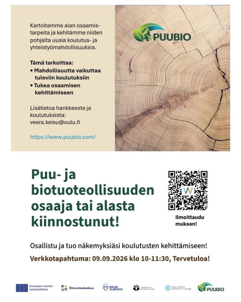 Tule mukaan yhteiskehittämään🌲 PUUBIO-hankkeen yht...