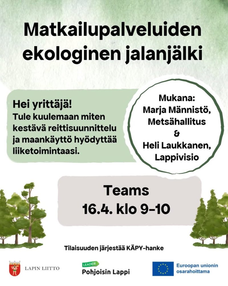 Matkailuyrittäjä, tule kuulemaan miten kestävä rei...