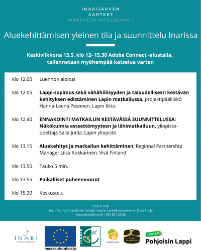 Aluekehittämisen yleinen tila ja suunnittelu Inarissa -infoluennon ohjelma